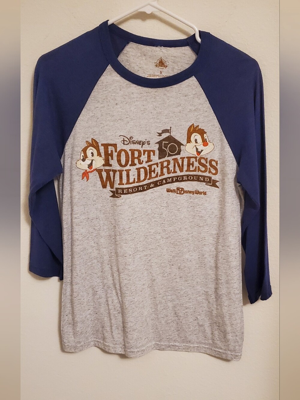 Disney Fort Wilderness Raglan Tee - Navy & Heather Gray with Chip 'n' Dale